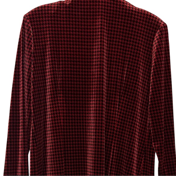 Coldwater Creek Velvet Houndstooth Long Jacket Red Black Petite Large - Picture 4 of 7